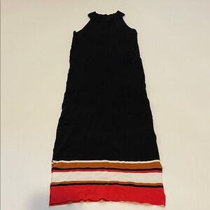 Mossimo Dutti Dutti Charming Black Dress with Red and Orange Stripes